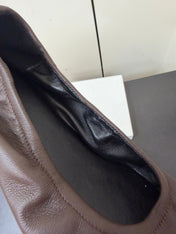 THE ROW 26S POINTED TOE BALLET FLATS IN CHOCOLATE BROWN LAMBSKIN