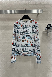 CHANEL 25S PRINTED ROUND-NECK T-SHIRT 605