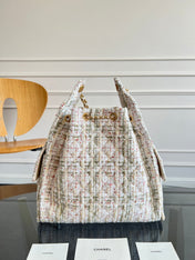 CHANEL 25S HOBO BAG 40 IN MULTICOLOR TWEED WITH GOLD HARDWARE