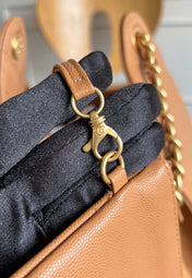 CHANEL 25S HOBO BAG 30 IN CARAMEL BROWN CAVIAR WITH GOLD HARDWARE