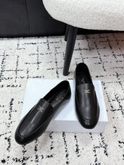 CELINE 26S AURA TRIOMPHE LOAFERS IN BLACK LAMBSKIN