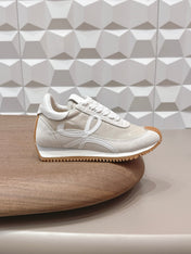 LOEWE 26S FLOW RUNNER SNEAKER IN WHITE SUEDE AND CLEAR PLASTIC AND CALFSKIN