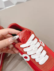 LOEWE 26S FLOW RUNNER SNEAKER IN RED SUEDE AND CALFSKIN