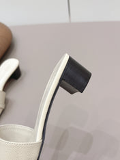 HM 26S KELLY HEEL SANDAL 50MM IN IVORY WHITE EPSOM CALFSKIN SILVER HARDWARE