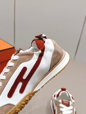 HM 26S BOUNCING SNEAKERS IN WHITE CALFSKIN AND BROWN SUEDE