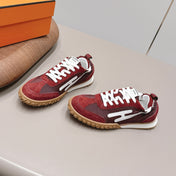 HM 26S BOUNCING SNEAKERS IN BROWN NYLON AND RED SUEDE
