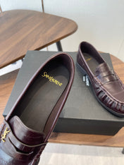 YSL 26S LOAFER IN DARK RED BROWN CALFSKIN