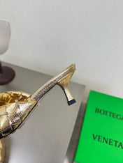 BLINK HIGH 5 CM MULE IN GOLD INTRECCIATO LEATHER