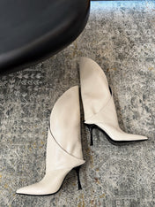 BALMAIN 26S BOOT 95 MM IN CREAM WHITE CALFSKIN