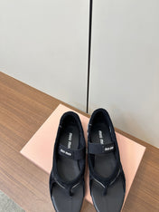 THONG SANDALS IN BLACK SUEDE MIX TECH FABRIC