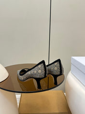 POINTED TOE HEELS 55MM IN BLACK MESH WITH RHINESTONES