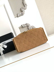 CHANEL 25S HOBO BAG 30 IN BROWN SUEDE WITH GOLD HARDWARE