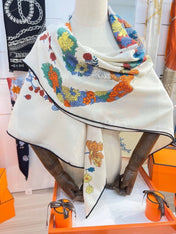 HERMES 26S SCARF 140 IN CASHMERE AND SILK 303340