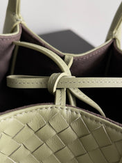 SMALL PINACOTECA REVERSIBLE TOTE BAG 24 IN MATCHA LAMBSKIN AND BROWN SUEDE