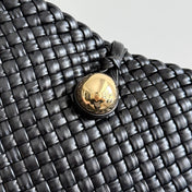 BOTTEGA VENETA 25S TOSCA BAG 19 IN BLACK CALFSKIN GOLD HARDWARE