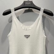 PRADA 26S LACE-TRIMMED SLEEVELESS TOP 1000