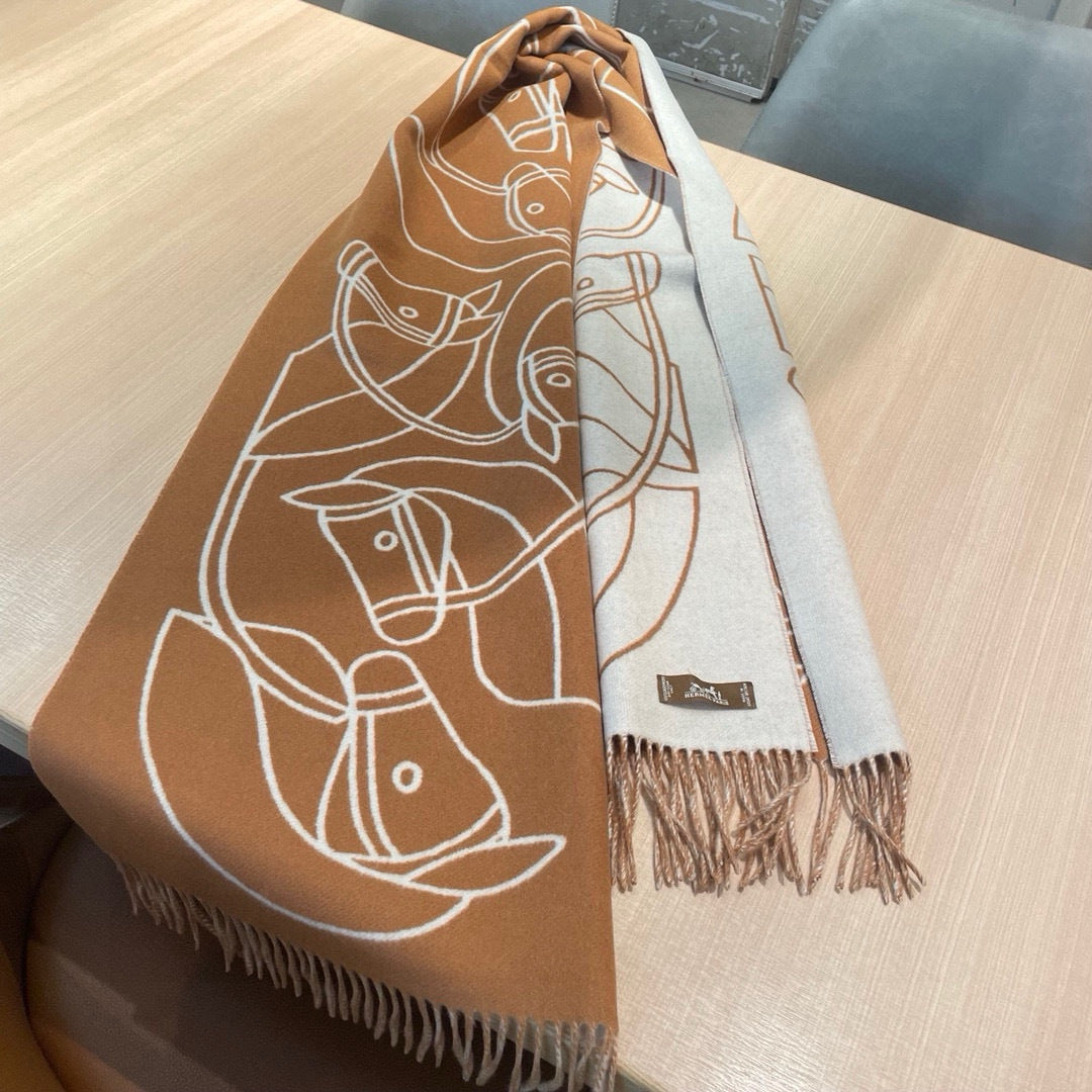 HERMES 25S SCARF 195 IN CASHMERE 989851