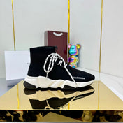 BALENCIAGA 25S SPEED 2.0 LACE-UP SNEAKERS IN BLACK KNITTED STYLE 2