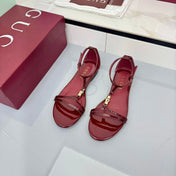 GG THONG SANDALS 25S IN RED LAMBSKIN WITH GOLD HARDWARE
