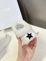 DIOR 25S DIOR STAR SNEAKERS 40 MM IN WHITE LAMBSKIN AND WOOL STYLE 1