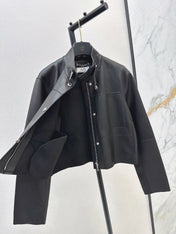 HERMES 25S STAND-COLLAR LEATHER JACKET 454