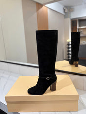 VALENTINO 25S GARAVANI PATTIE KNEE-HIGH BOOTS 80 MM IN BLACK SUEDE