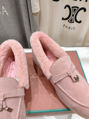 LP 25S SUMMER CHARMS WALK LOAFERS IN BABY PINK SUEDE AND FLEECE