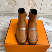 HM 25S KELSY ANKLE BOOT IN BROWN LAMBSKIN WITH SILVER HARDWARE