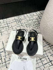 THONG SANDAL IN BLACK CALFSKIN