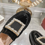 VIV' RANGERS LOAFERS IN BLACK PATENT CALFSKIN CRYSTAL BUCKLE