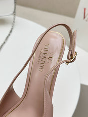HIGH SLINGBACK 60MM IN BLUSH PINK CALFSKIN