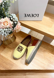 Loew Anagram Espadrille Yellow Brown Leather and Canvas