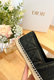 GRANVILLE ESPADRILLE BLACK QUILTED CANNAGE CALFSKIN