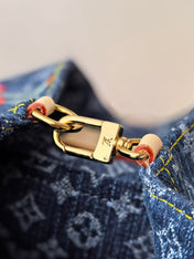 LV 25S VENICE BACKPACK 26 IN BLUE DENIM MONOGRAM CHERRY GOLD HARDWARE