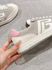 BALMAIN 26S SNEAKERS IN LIGHT BEIGE AND SOFT TAUPE SUEDE