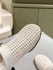 CHLOÉ 26S WOVEN MULES IN LIGHT BEIGE CALFSKIN