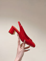 SWING SLINGBACK PUMP 55 MM IN CRIMSON RED CALFSKIN