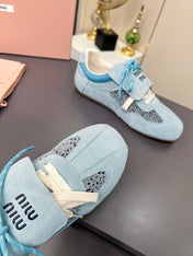 MIUMIU 26S SNEAKERS IN LIGHT BLUE SUEDE