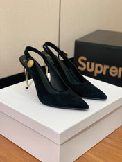 BALMAIN 26S SLINGBACK 95 MM IN BLACK SUEDE