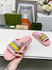 PLATFORM SLIPPERS IN LIGHT PINK MIX COLORFUL IMPORTED TPU