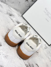 RETRO SNEAKERS IN WHITE LAMBSKIN WITH KNITTED PATTERN