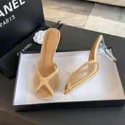 Double C High Heel Tan Brown Lambskin