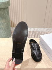 YSL 25S LOAFER MULE IN BLACK CALFSKIN