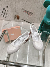 BALLERINAS IN WHITE TECHNICAL FABRIC AND SUEDE