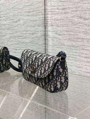 DIOR 25S 30 MONTAIGNE AVENUE BAG 23 IN BLUE CANVAS DIOR OBLIQUE JACQUARD