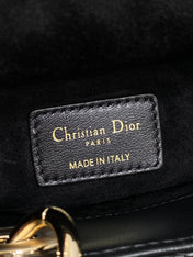 DIOR 25S MICRO LADY D-JOY 19 IN BLACK CALFSKIN GOLD HARDWARE