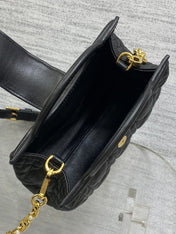 DIOR 25S JOLIE TOP HANDLE MINI BAG 18 IN BLACK CALFSKIN GOLD HARDWARE