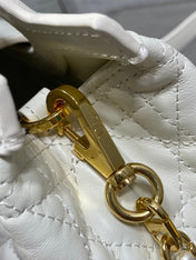 DIOR 25S JOLIE TOP HANDLE MINI BAG 18 IN WHITE CALFSKIN GOLD HARDWARE