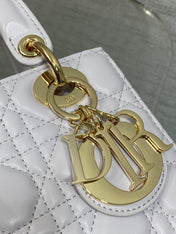 DIOR 25S LADY DIOR BAG 20 IN LILAC CANNAGE CALFSKIN GOLD HARDWRE