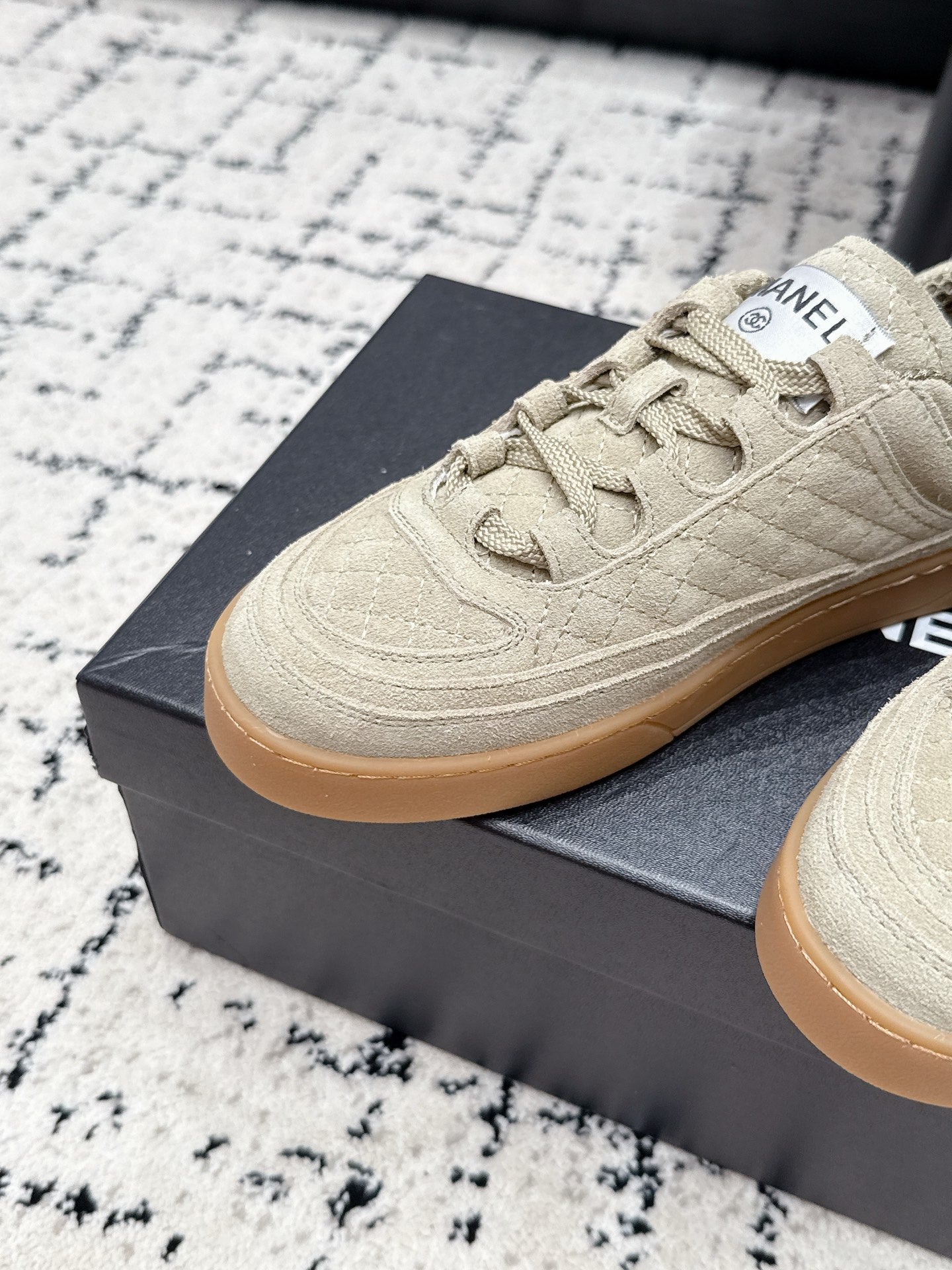 CHANEL 26S QUILTED SNEAKERS IN SAND BEIGE SUEDE